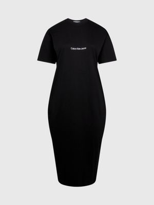 CK BLACK Langes T-Shirt-Kleid in großen Größen für Damen CALVIN KLEIN JEANS