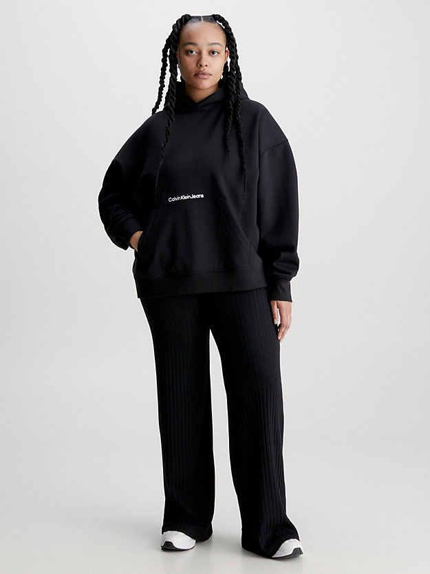 sweat-shirt à capuche grande taille avec logo ck black pour femmes calvin klein jeans