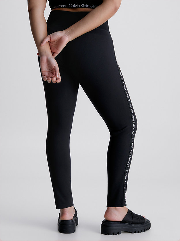 ck black plus size logo tape leggings for women calvin klein jeans