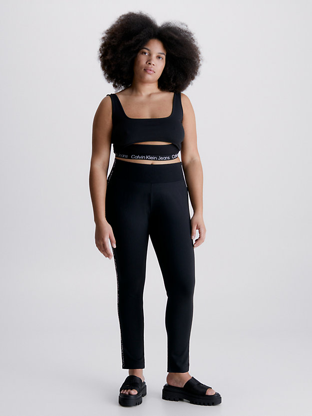 legging grande taille avec logo tape ck black pour femmes calvin klein jeans