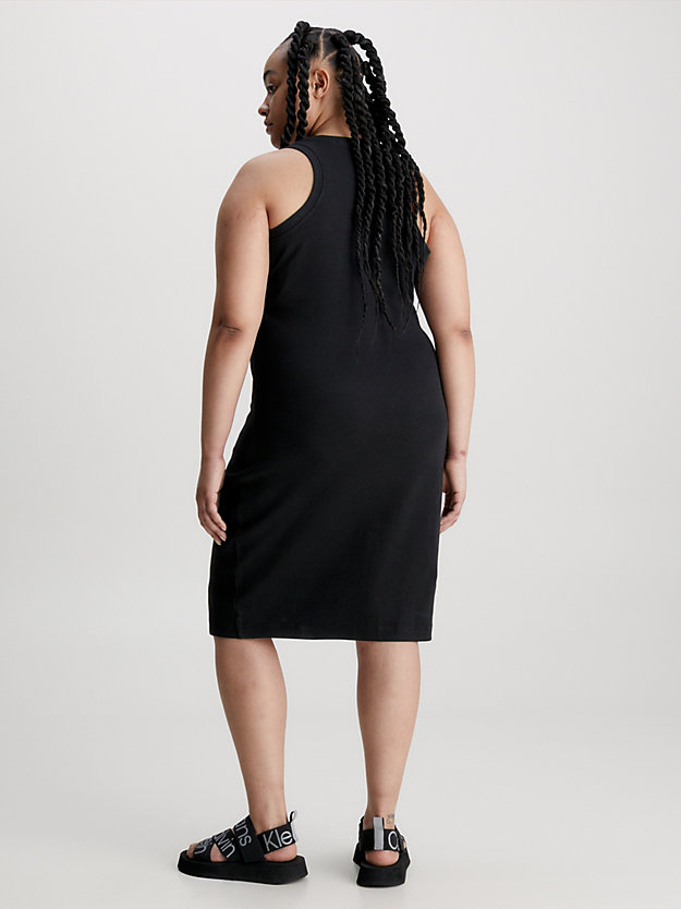 CK BLACK Plus Size Ribbed Monogram Tank Dress for women CALVIN KLEIN JEANS