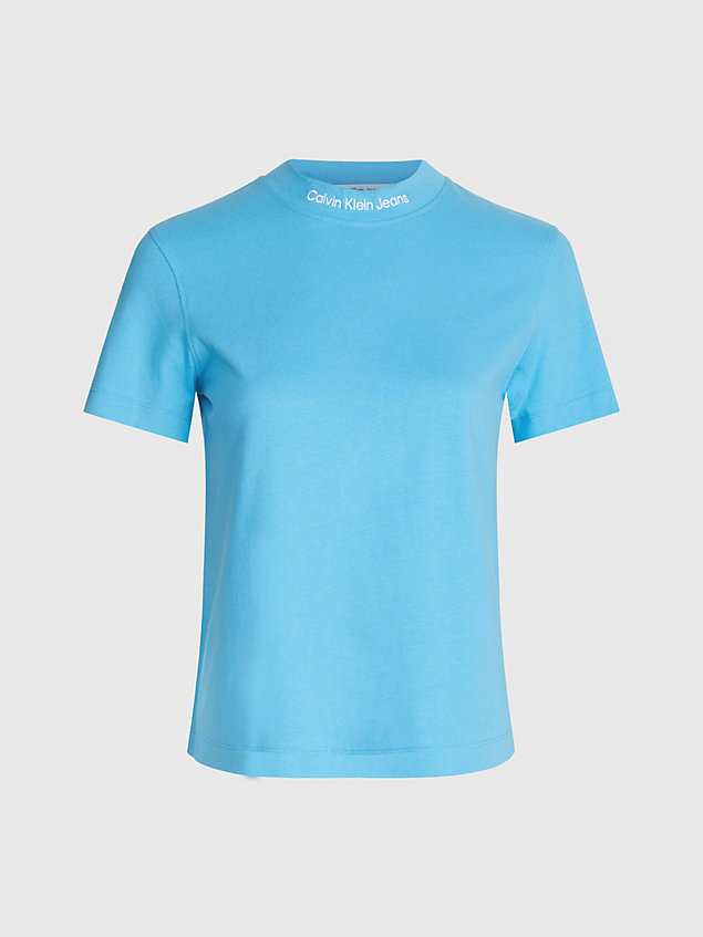 blue t-shirt met kraag en logo voor dames - calvin klein jeans