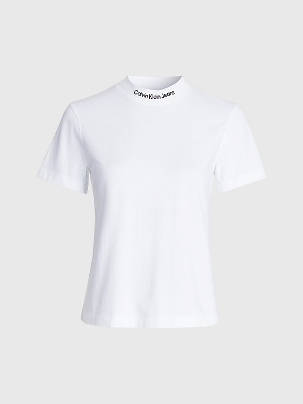 BRIGHT WHITE T-shirt con logo e colletto da donna CALVIN KLEIN JEANS