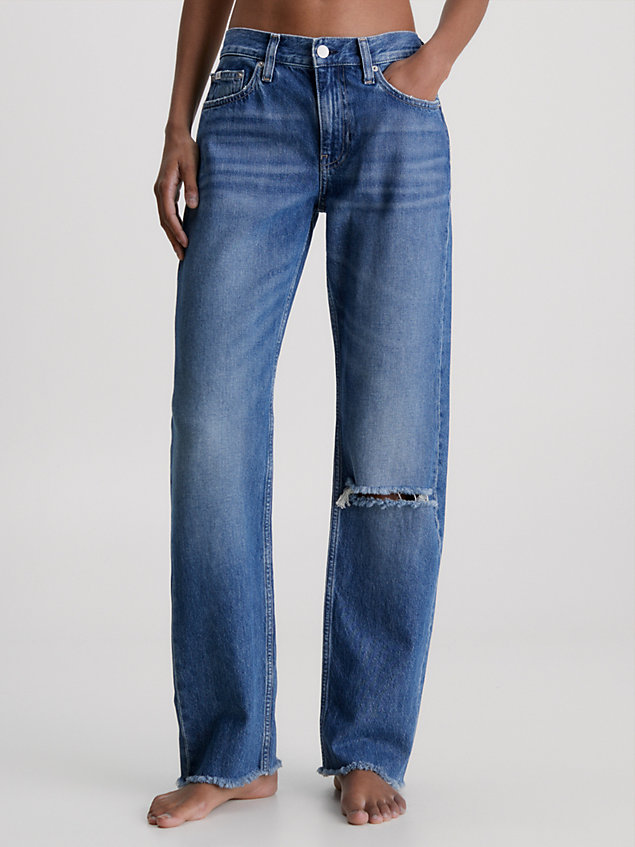 straight jeans de tiro bajo blue de mujer calvin klein jeans