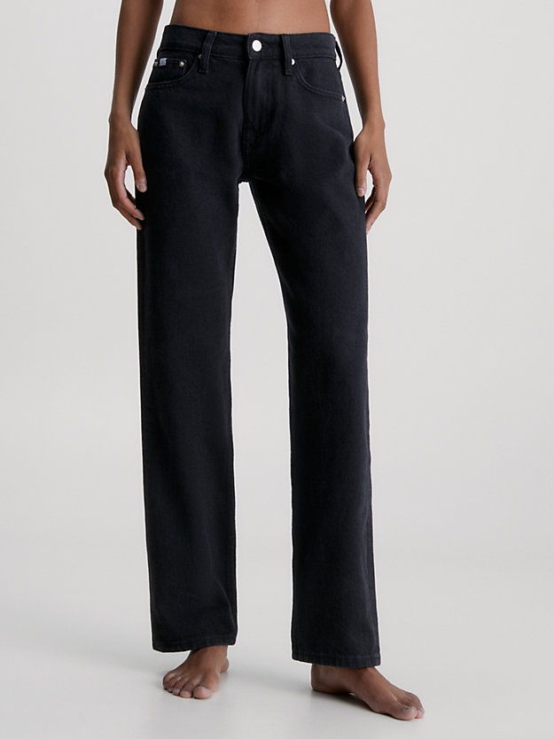 denim black gerecyclede straight jeans met lage taille voor dames - calvin klein jeans