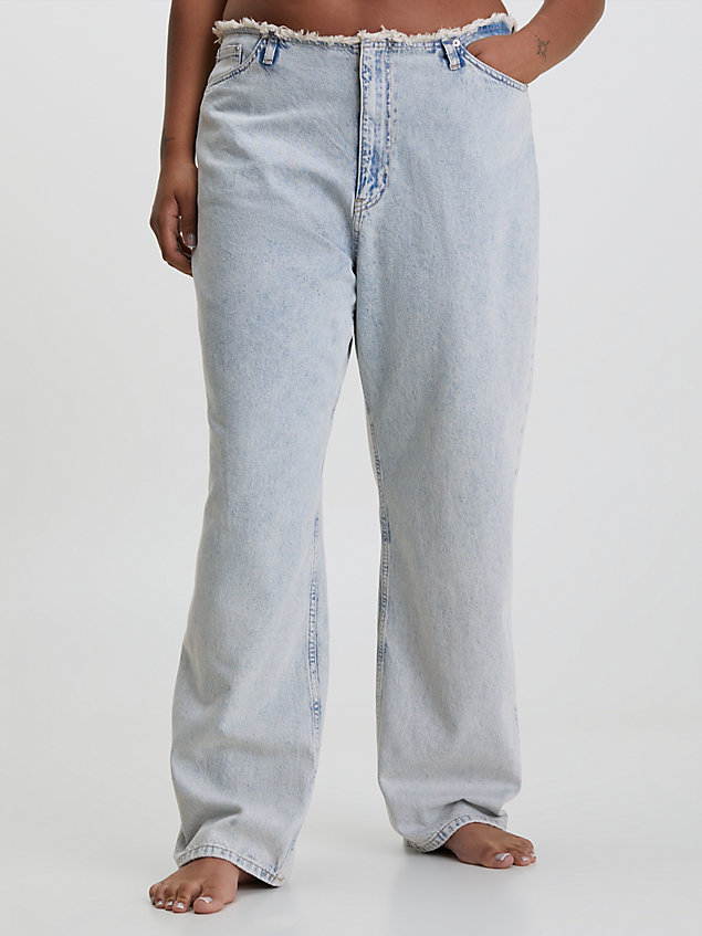 blue 90's straight cut-off waist jeans for women calvin klein jeans