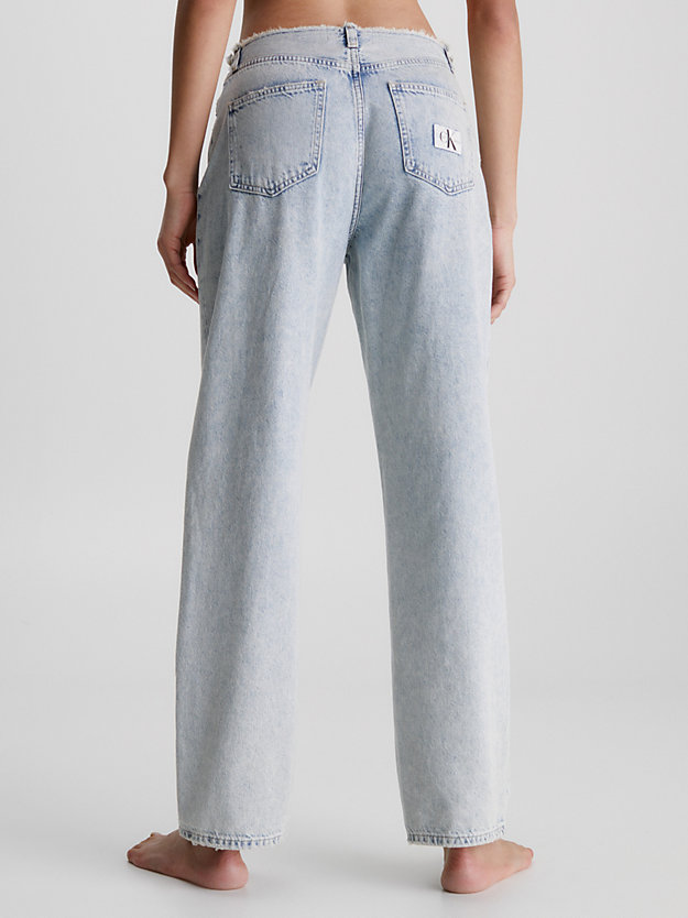 jeans rectos estilo años 90 con recorte en la cintura denim light de mujer calvin klein jeans