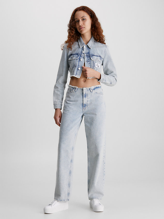 blue 90's straight cut-off waist jeans für damen - calvin klein jeans