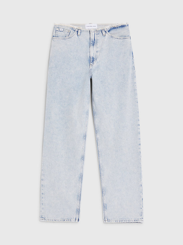 blue 90's straight cut-off waist jeans for women calvin klein jeans