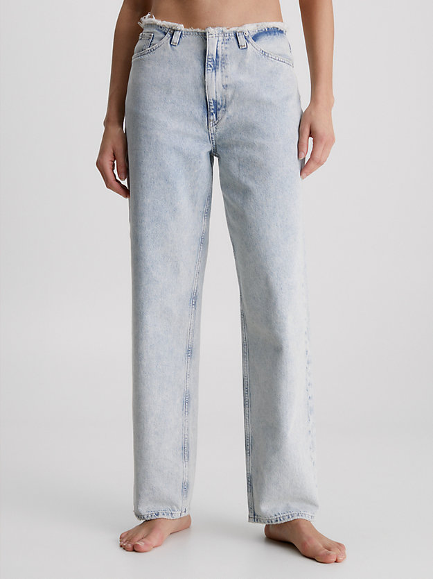 denim light 90's rechte waist jeans met  uitsnijding voor dames - calvin klein jeans