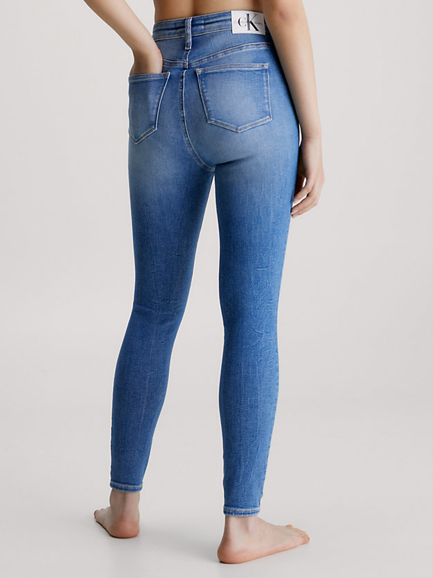 jeans alla caviglia high rise super skinny denim medium da donna calvin klein jeans