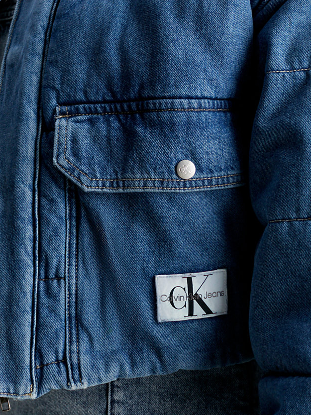 denim medium cropped denim puffer jacket for women calvin klein jeans