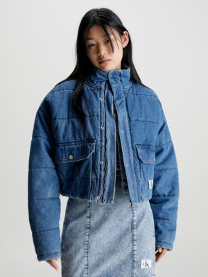 Puffer sales denim jacket