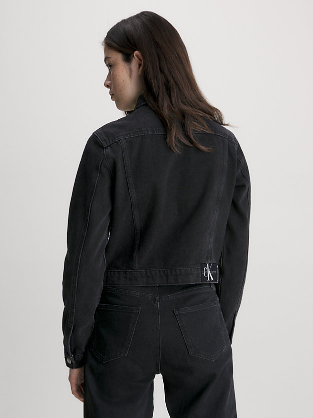 denim black cropped jeansjacke für damen - calvin klein jeans