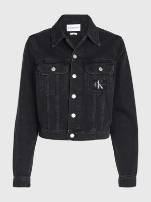 denim black cropped denim jacket for women calvin klein jeans