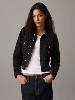 Black calvin klein denim jacket hotsell