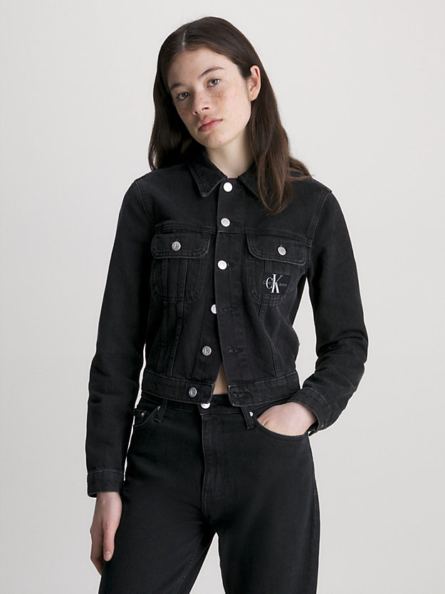 denim black cropped denim jacket for women calvin klein jeans