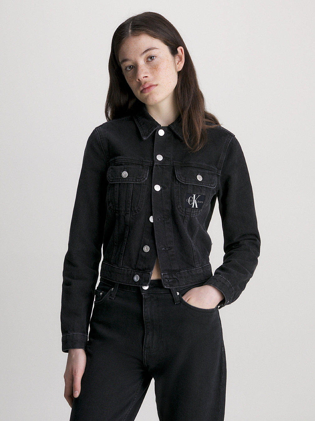 DENIM BLACK Cropped Denim Jacket undefined women Calvin Klein