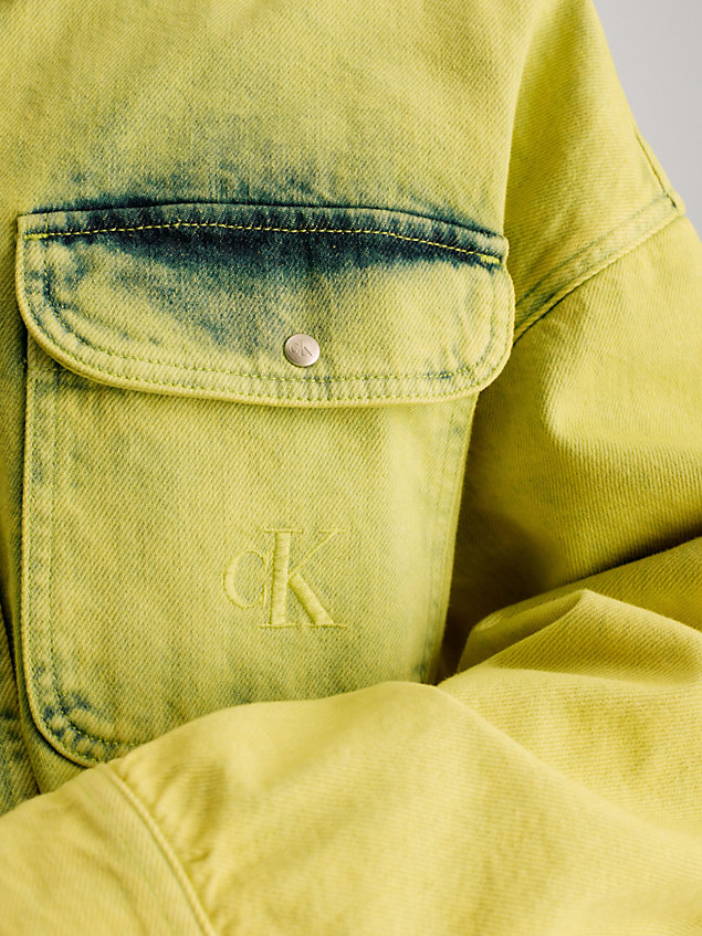 yellow oversized cropped denim shirt for women calvin klein jeans