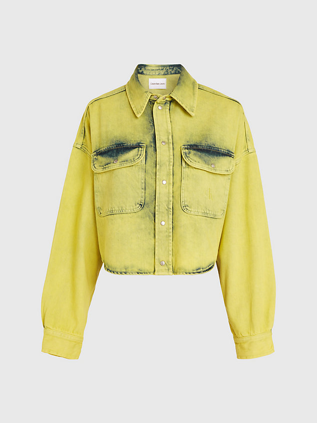 chemise courte oversize en jean yellow pour femmes calvin klein jeans