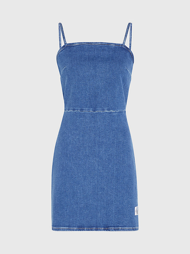 blue fitted denim mini dress for women calvin klein jeans