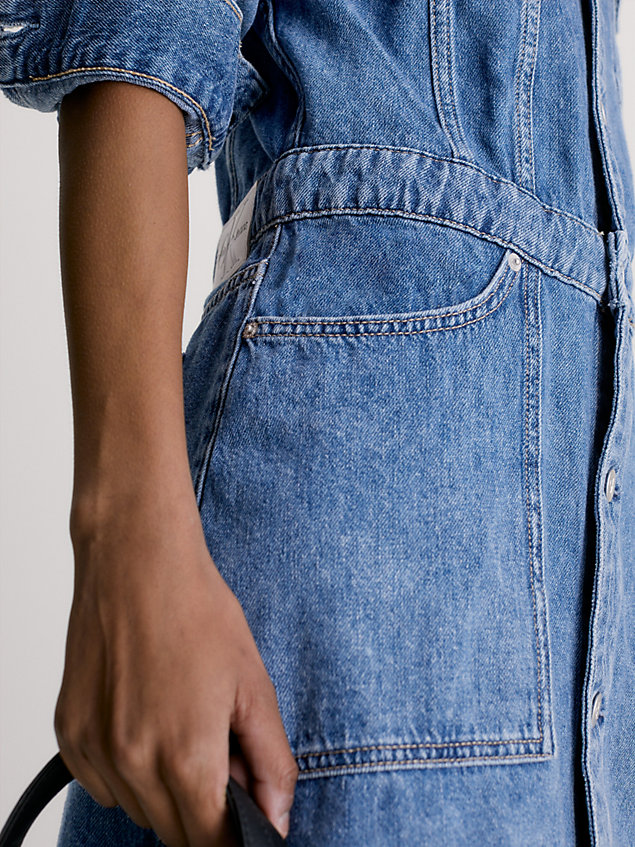 blue denim button-through dress for women calvin klein jeans