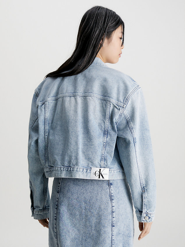 blue recycled cropped denim jacket for women calvin klein jeans