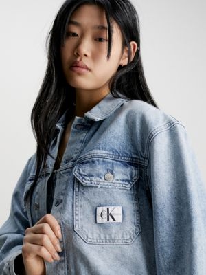 Calvin klein clearance cropped denim jacket