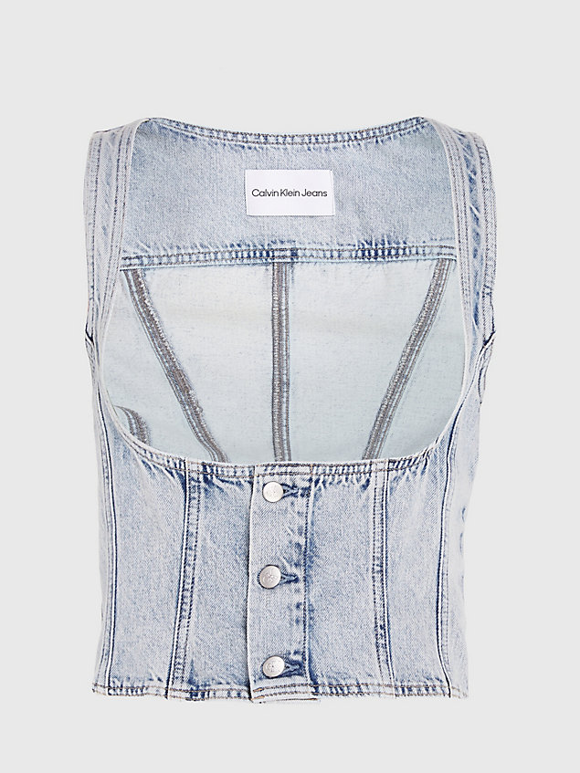 gilet corset en denim blue pour femmes calvin klein jeans