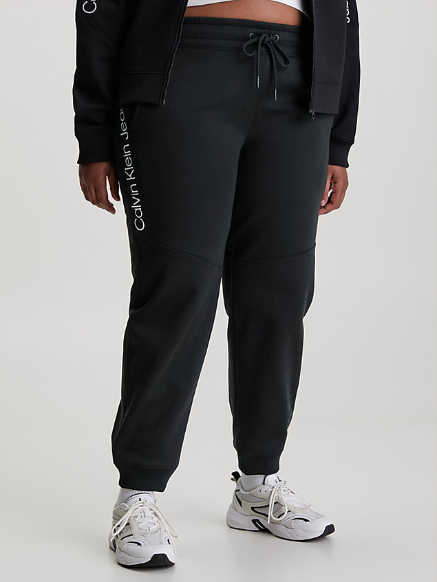 black lässige jogginghose mit logo tape für damen - calvin klein jeans