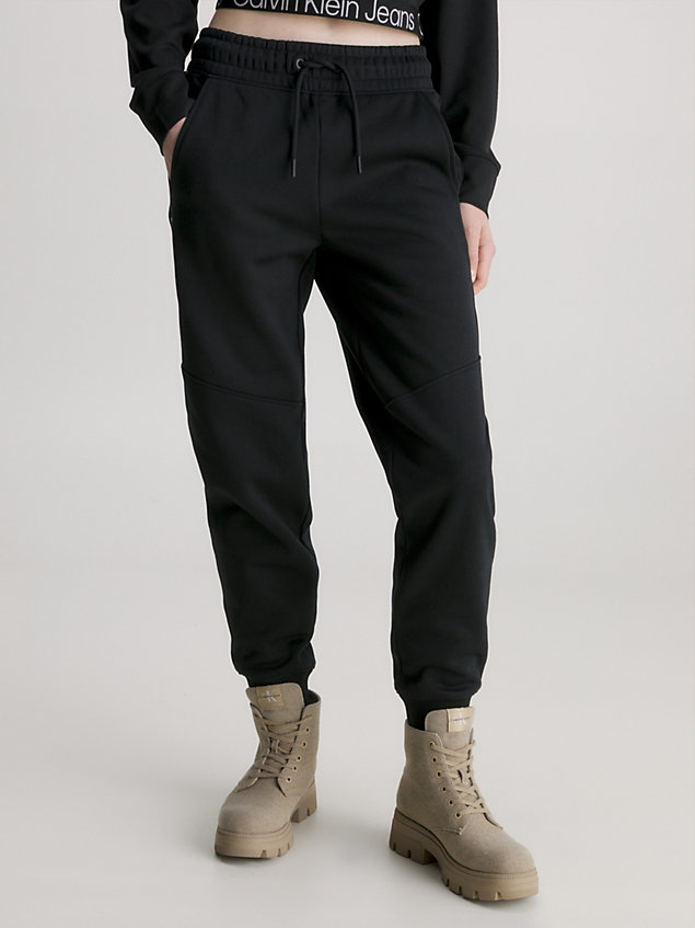 black relaxed joggingbroek met logo tape voor dames - calvin klein jeans