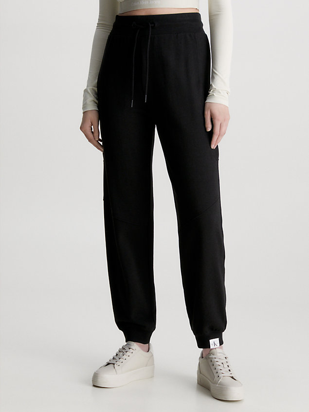 pantalón de chándal de algodón orgánico black de mujer calvin klein jeans