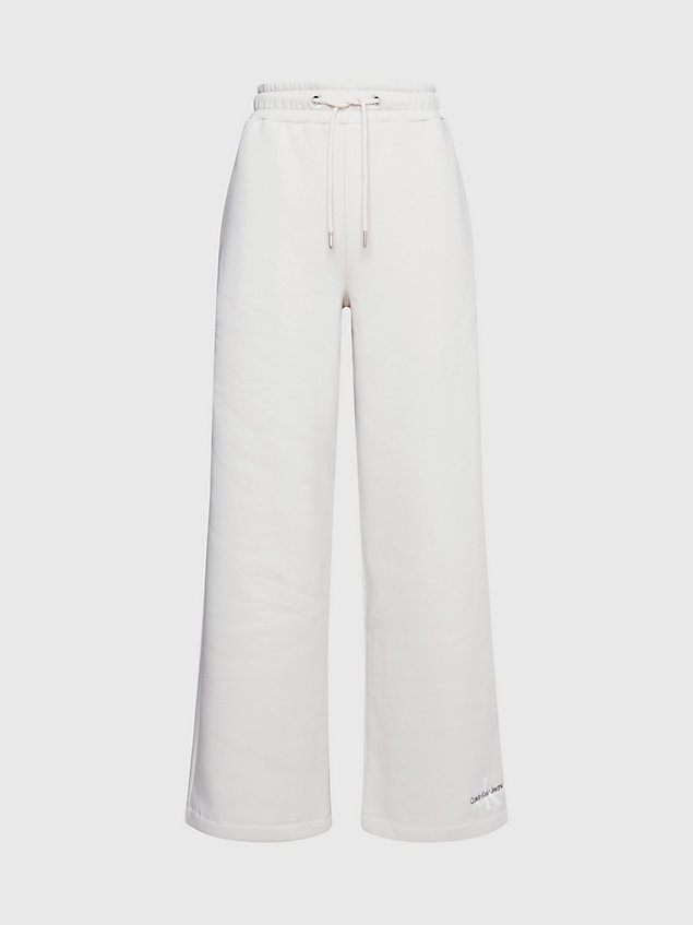beige spodnie dresowe z prostymi nogawkami i monogramem dla kobiety - calvin klein jeans