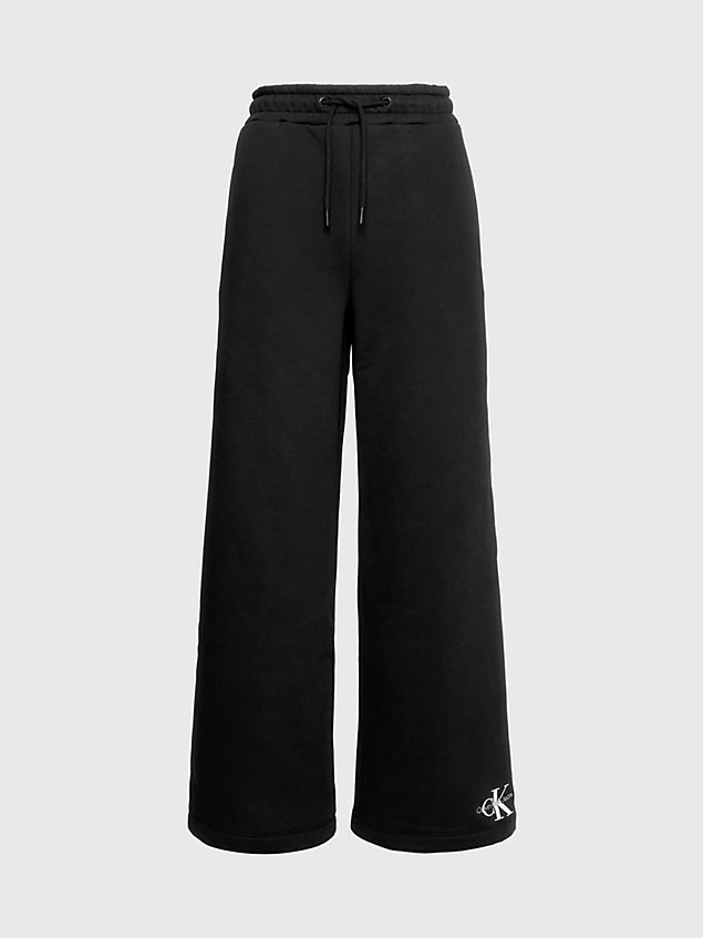 black gerade geschnittene monogramm-jogginghose für damen - calvin klein jeans