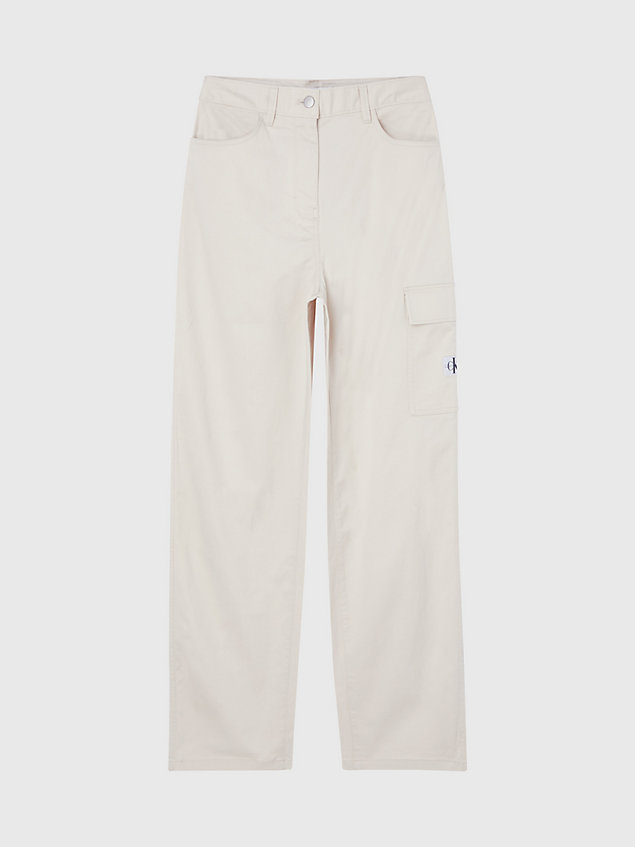 beige cotton twill cargo pants for women calvin klein jeans
