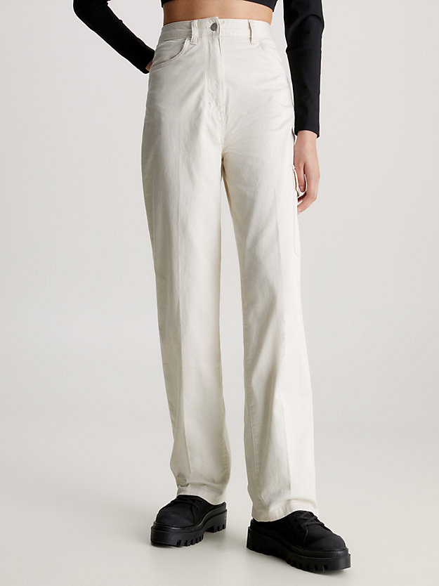 eggshell cotton twill cargo pants for women calvin klein jeans