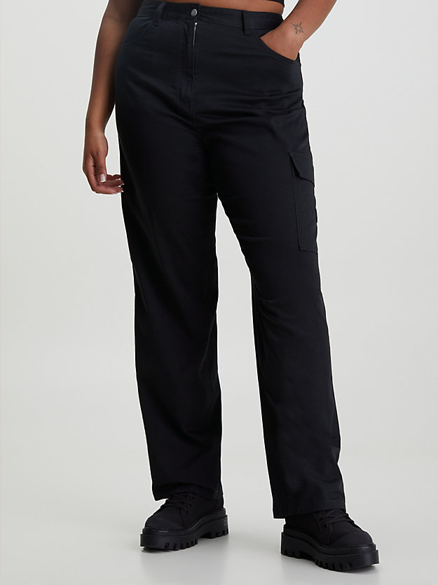 ck black szorty bojówki z bawełnianego diagonalu dla kobiety - calvin klein jeans