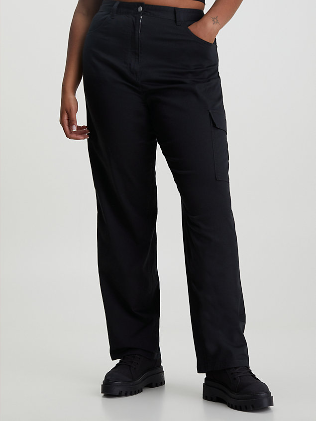 black cargohose aus baumwoll-twill für damen - calvin klein jeans