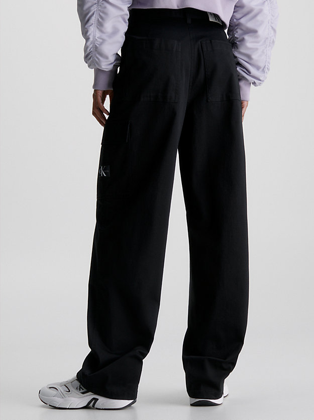 pantalon cargo en sergé de coton ck black pour femmes calvin klein jeans