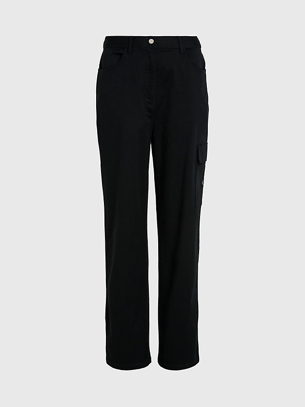 ck black cotton twill cargo pants for women calvin klein jeans