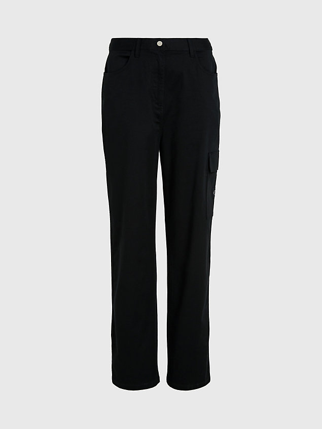 pantaloni cargo in twill di cotone black da donna calvin klein jeans