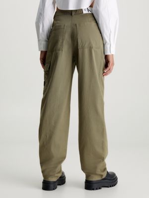 Washed Cotton Twill Cargo Pant - Oil Green