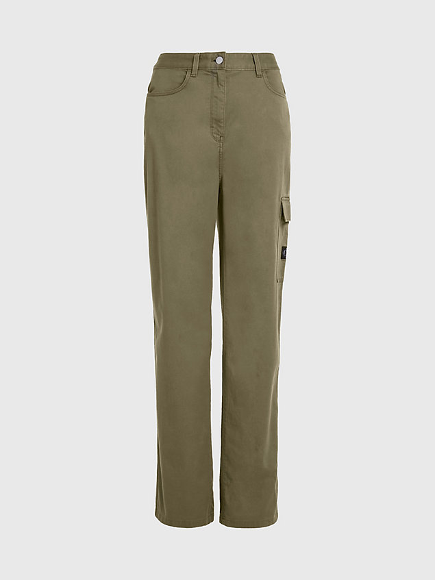 green cotton twill cargo pants for women calvin klein jeans