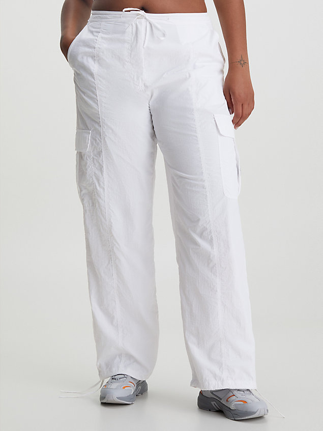 white soft touch wide leg cargo pants for women calvin klein jeans