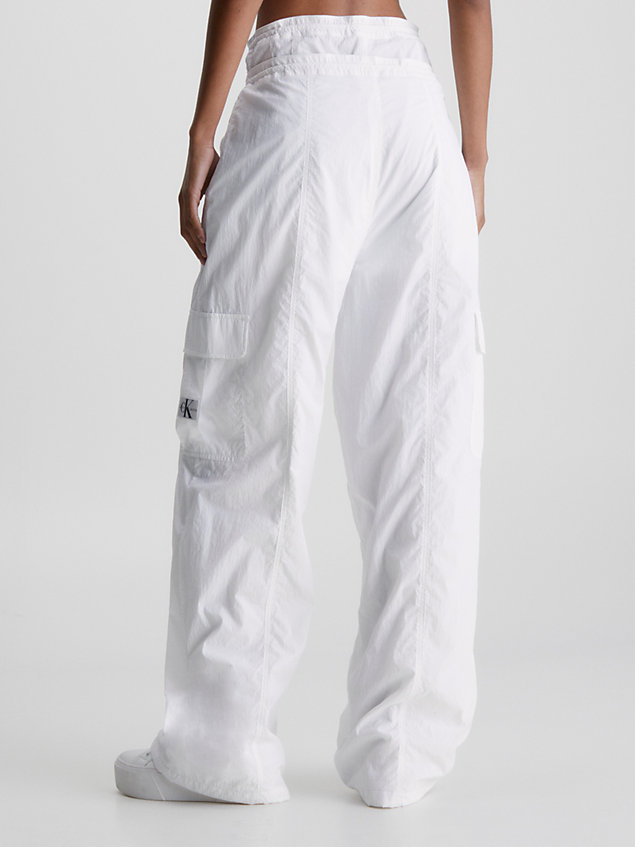 white soft touch wide leg cargo pants for women calvin klein jeans