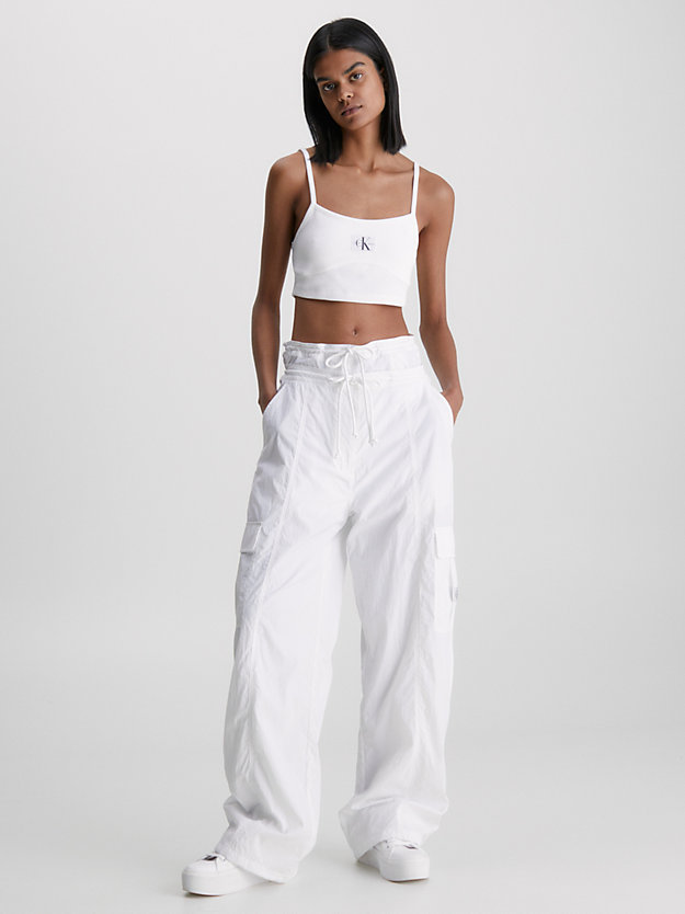 bright white soft touch wide leg cargo pants for women calvin klein jeans