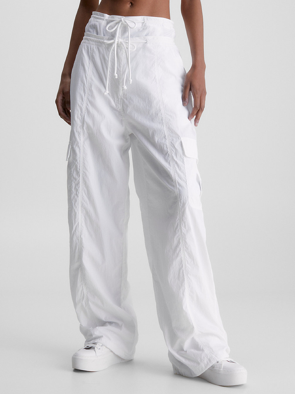 BRIGHT WHITE Soft Touch Wide Leg Cargo Pants undefined women Calvin Klein