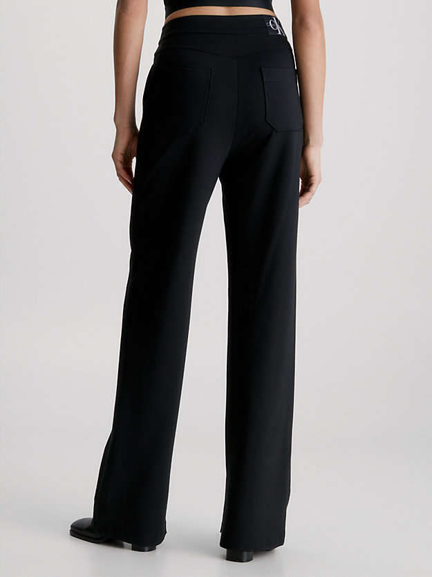ck black proste spodnie z dżerseju milano dla kobiety - calvin klein jeans