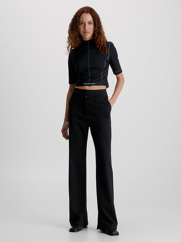 pantalon straight en jersey milano black pour femmes calvin klein jeans