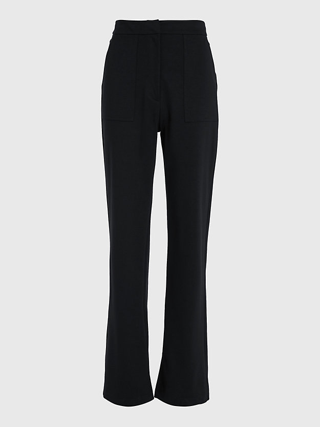 ck black milano jersey straight trousers for women calvin klein jeans